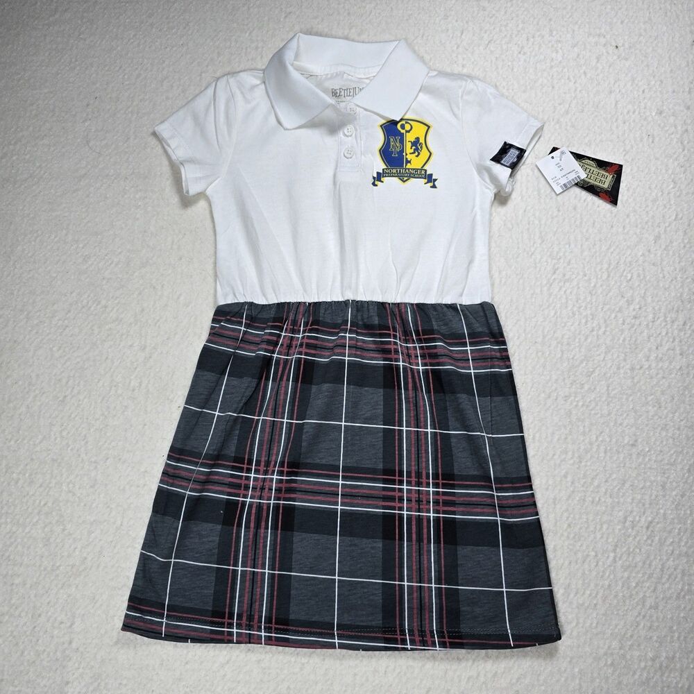 NWT Beetlejuice Girls Northanger School Dress Uniform Outfit Size XS 4/5 Costume